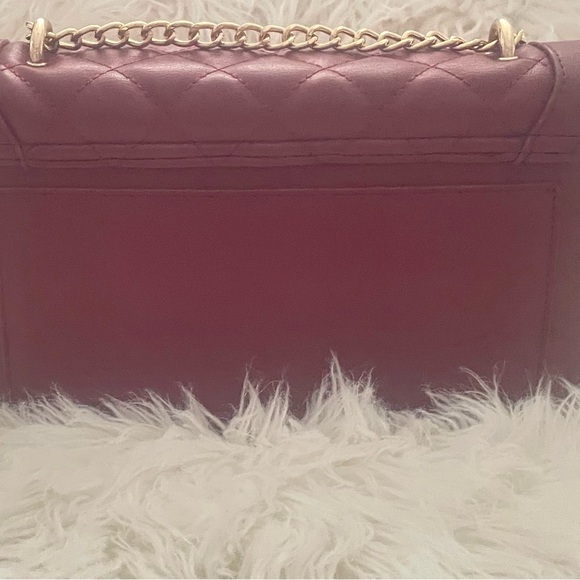 Badgley Mischka Quilted Shoulder Bag Burgundy with Gold Studs - Picture 4 of 14
